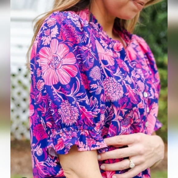 MICHELLE MCDOWELL Marlowe Top In High Tea Pink/purple Multi. Size Med NWT - Picture 5 of 14